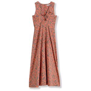Madewell Twist Front Stephanie Midi Dress Cotton NWT Orange and Green